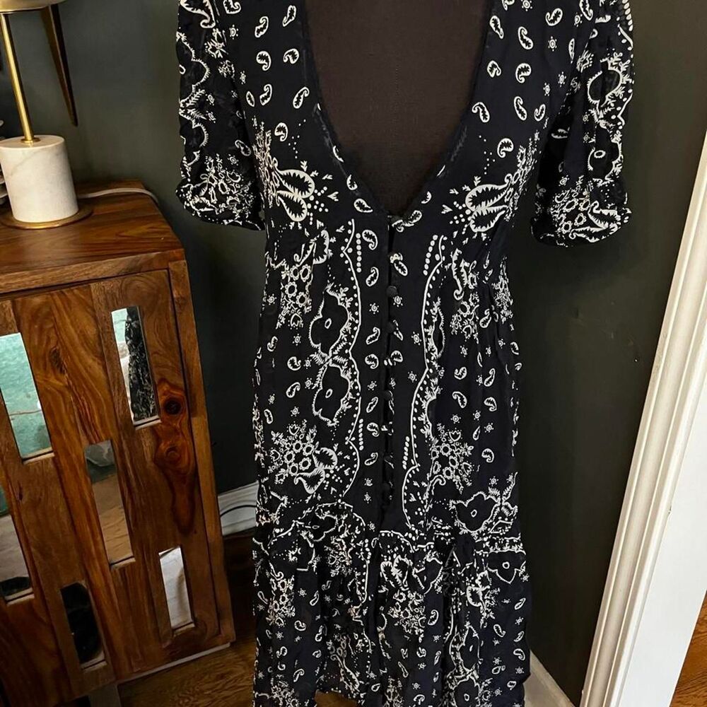 Sundance Women's Navy Blue Sheer Paisley Dress XS